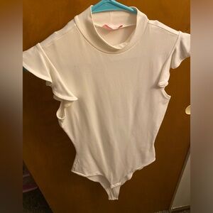 White Ruffle Sleeve Bodysuit